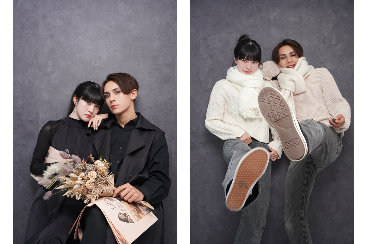 撮影ブースBで撮影したカップルのセルフ写真