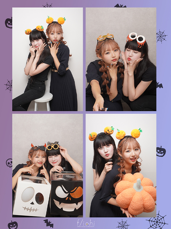 かぼちゃのぬいぐるみを持った女の子2組み